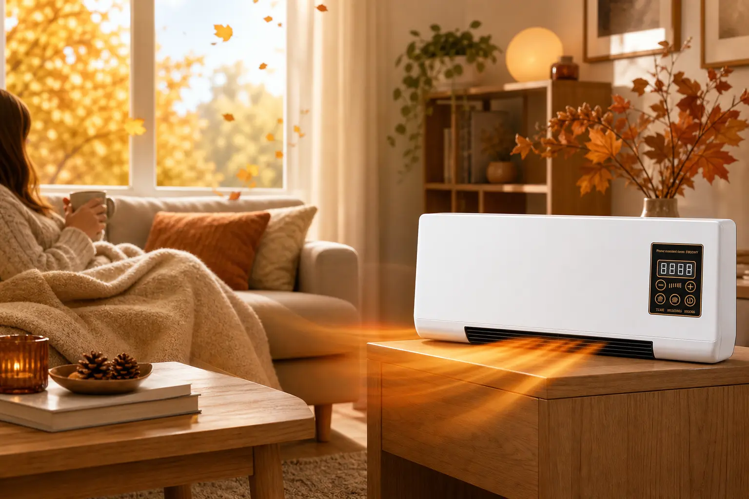 Vital Pro Breeze – thermoelectric portable heater warming a cosy UK living room this autumn, no installation needed